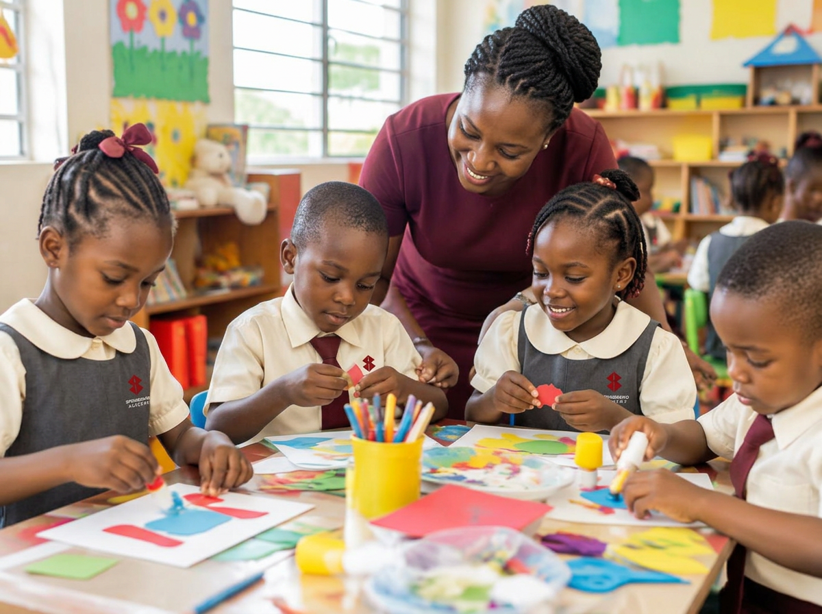 Children creating art at Springboard Academy