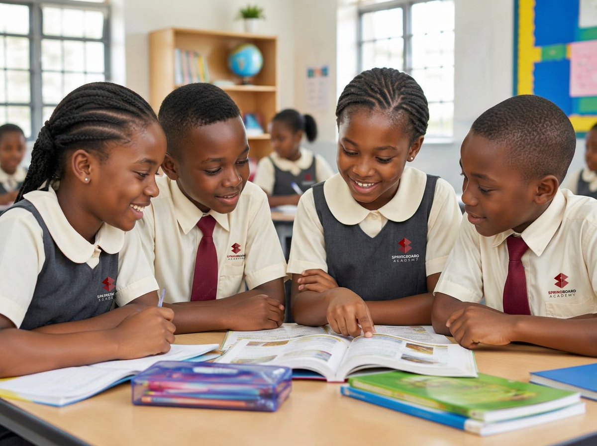 Pupils learning together around a classroom table